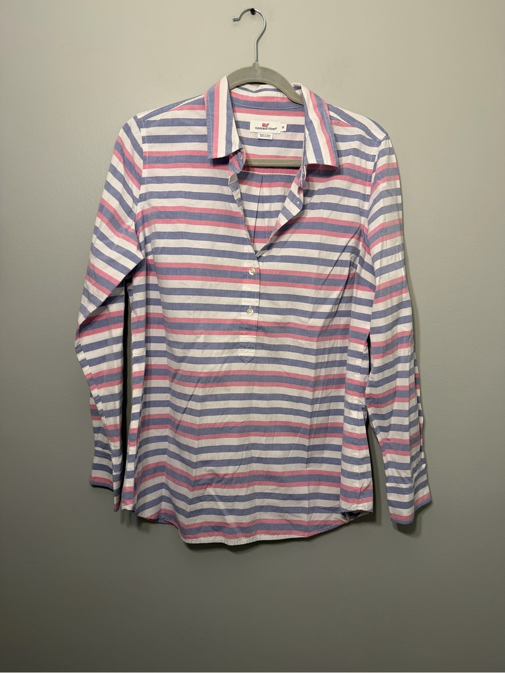 Vineyard Vines Pink, Blue & White Striped Button-Down Shirt